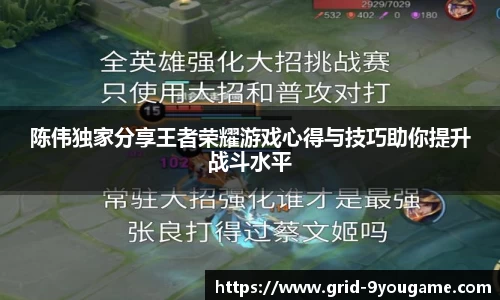 陈伟独家分享王者荣耀游戏心得与技巧助你提升战斗水平